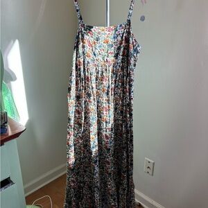 NATURAL LIFE Nina Floral Maxi White Green Floral Dress M Medium Button